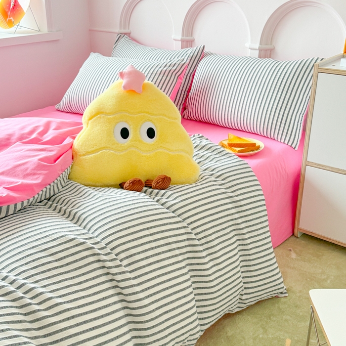 91家纺网 家纺一手货源 找家纺 千朵 2024新款色织提花水洗棉四件套 灰红