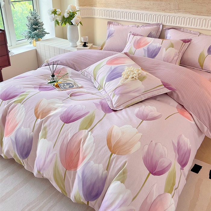 91家纺网 家纺一手货源 找家纺 梧桐树 100%全棉磨毛四件套 2025秋冬新款【优雅系列】 春日来信-S