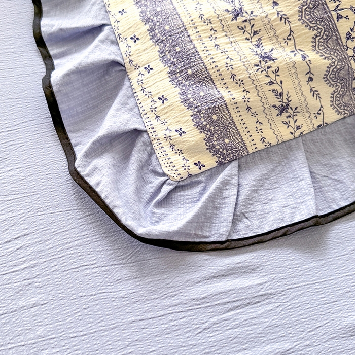 91家纺网 家纺一手货源 找家纺 韩约家纺 2024秋冬加厚1针织棉时尚花边款四件套 青花