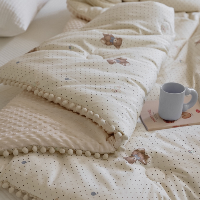 91家纺网 家纺一手货源 找家纺 （总）U被家纺 2025新款全棉绒球球豆豆冬被