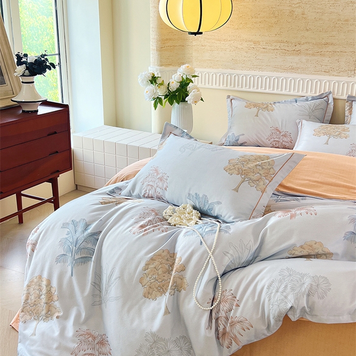 91家纺网 家纺一手货源 找家纺 梧桐树 100%全棉磨毛四件套 2025秋冬新款【优雅系列】 艾莎灰