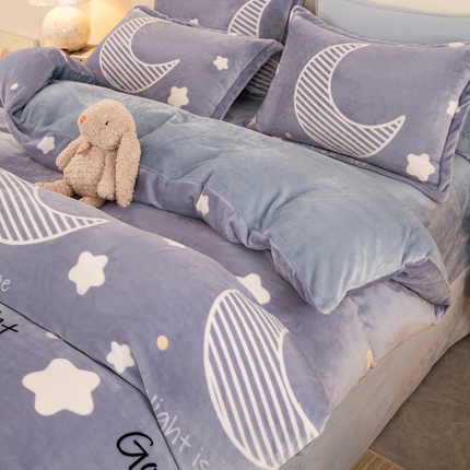 91家纺网 家纺一手货源 找家纺 念家居 2025新款压线款高克重牛奶绒四件套 浮生若梦