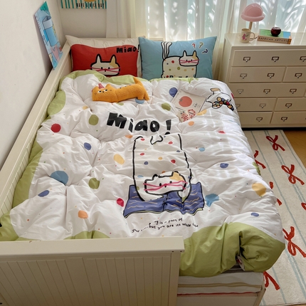 91家纺网 家纺一手货源 找家纺 （总）2024新款40支全棉大版INS博主风可爱卡通四件套