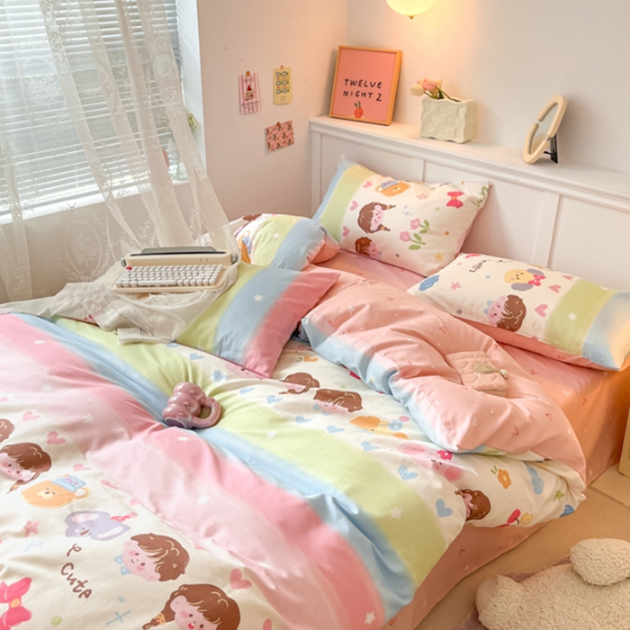 91家纺网 家纺一手货源 找家纺 2024新款全棉舒适印花四件套 彩色心情