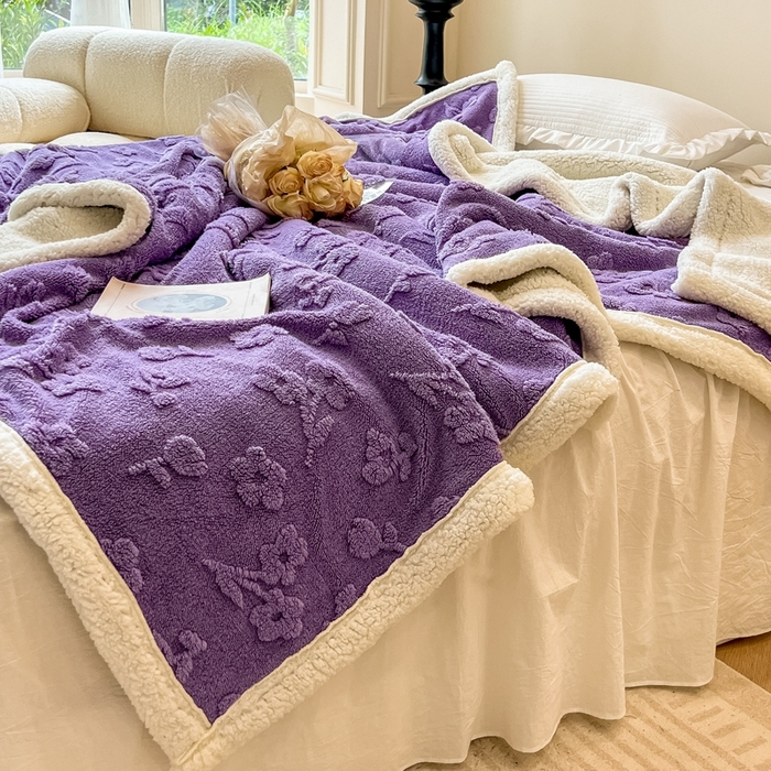 91家纺网 家纺一手货源 找家纺 呗旺鹿 2024新款多巴胺高克重塔芙绒毛毯毯子盖毯 花岛