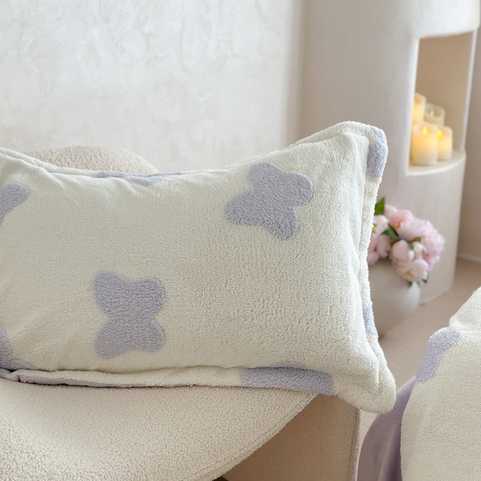 91家纺网 家纺一手货源 找家纺 萝莉家纺 2024新款加厚舒舒绒提花舒棉绒牛奶绒系列四件套 蝴蝴浅紫