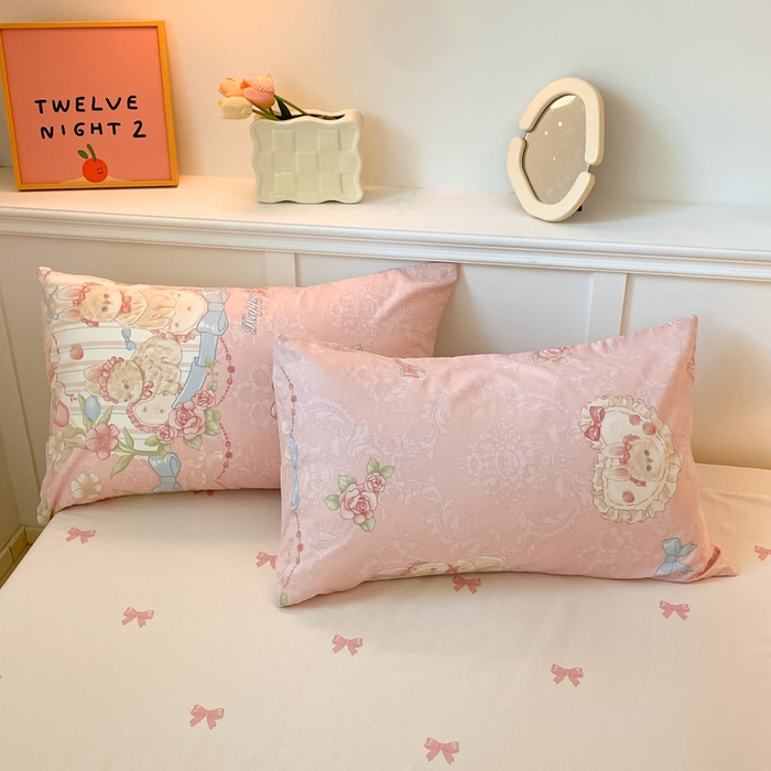 91家纺网 家纺一手货源 找家纺 2024新款全棉舒适印花四件套 春日兔