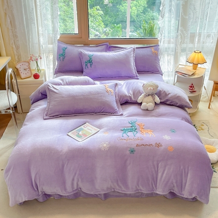 91家纺网 家纺一手货源 找家纺 （总）恋佳居 2025新款牛奶绒180克毛巾绣四件套