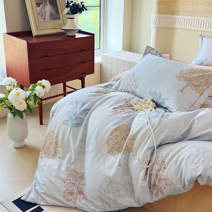 91家纺网 家纺一手货源 找家纺 梧桐树 100%全棉磨毛四件套 2025秋冬新款【优雅系列】 艾莎灰