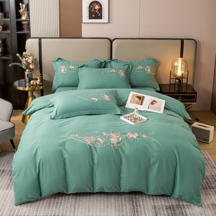 91家纺网 家纺一手货源 找家纺 （总）昊翔家纺 2025新款全棉磨毛绣花四件套