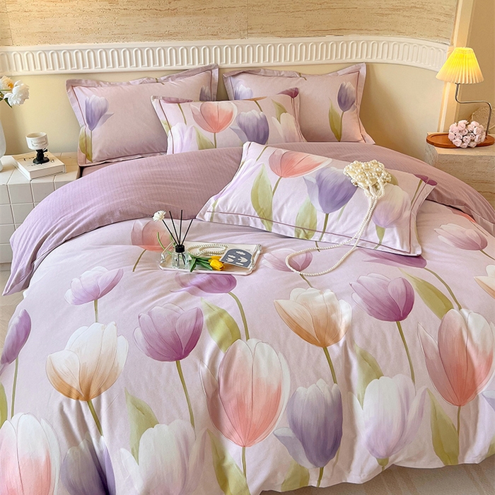 91家纺网 家纺一手货源 找家纺 梧桐树 100%全棉磨毛四件套 2025秋冬新款【优雅系列】 春日来信-S