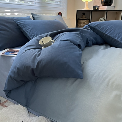 2024新款ins时尚简约渐变北欧全棉系列四件套 棉-蓝色渐变