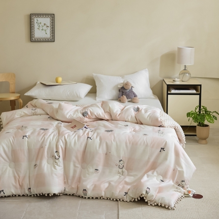 91家纺网 家纺一手货源 找家纺 （总）U被家纺 2025新款全棉绒球球豆豆冬被