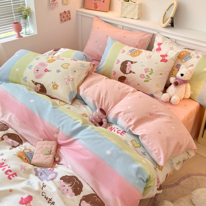 91家纺网 家纺一手货源 找家纺 2024新款全棉舒适印花四件套 彩色心情