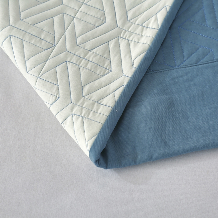 91家纺网 家纺一手货源 找家纺 OL家纺 2024新款磨毛暖绒床盖夹棉四件套刺绣轻奢风 海洋蓝