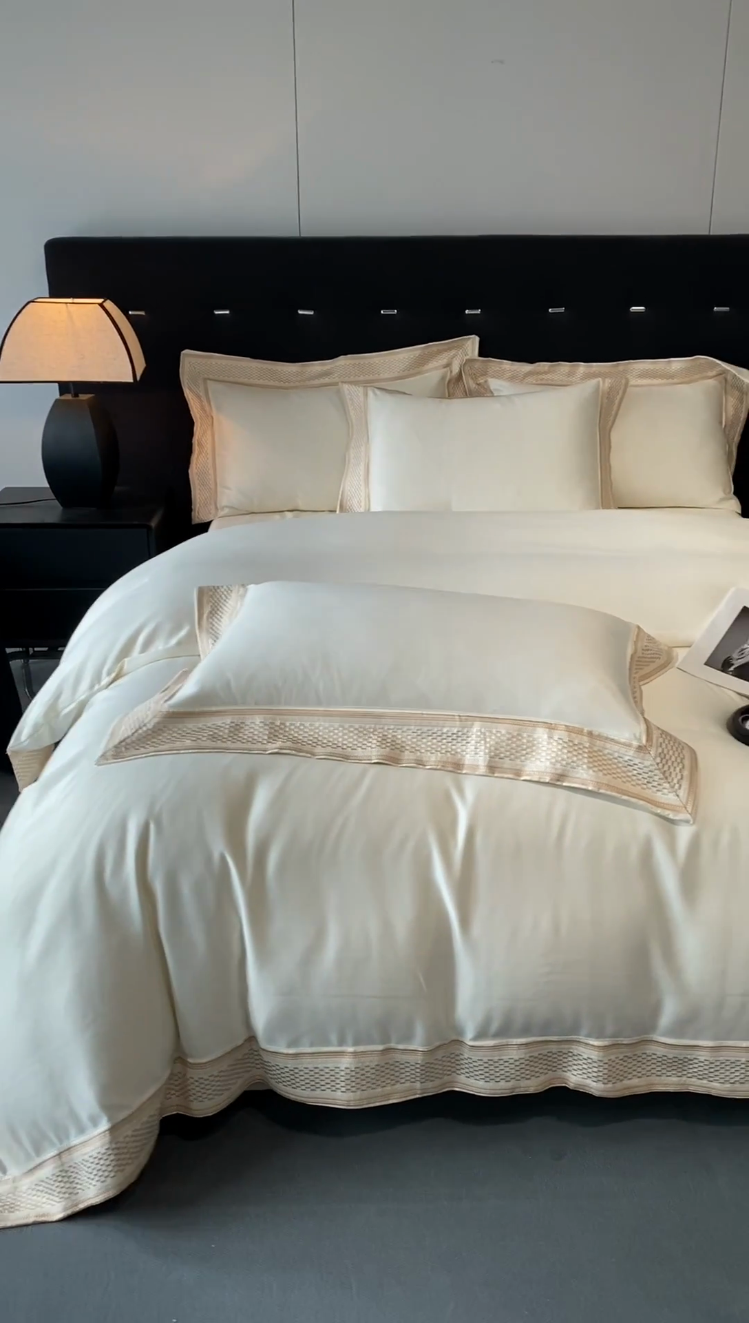 91家纺网 家纺一手货源 找家纺 欧乐蒂 2025新款高支高密水洗贡缎全棉四件套-简爱 简爱高级灰