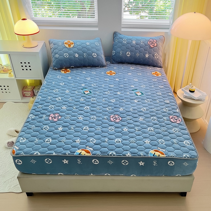 91家纺网 家纺一手货源 找家纺 （总）情煊家纺 2024新款保暖牛奶绒夹棉床笠-床笠款牛奶绒床笠三件套