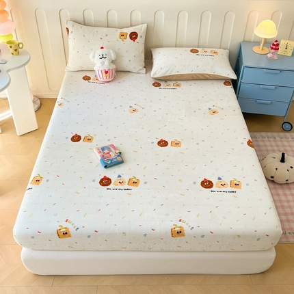 91家纺网 家纺一手货源 找家纺  星座家纺 2025新款小清新牛奶绒单床笠 曲奇饼干