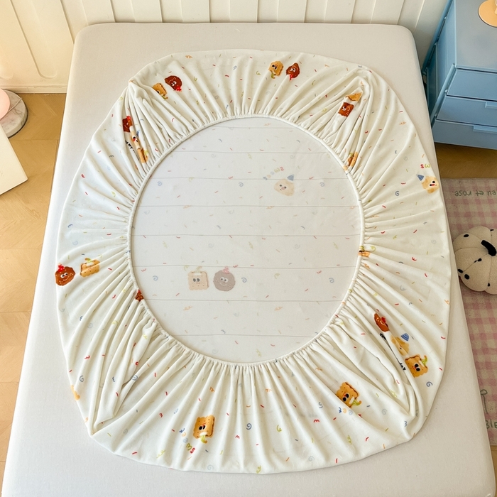 91家纺网 家纺一手货源 找家纺  星座家纺 2025新款小清新牛奶绒单床笠 曲奇饼干