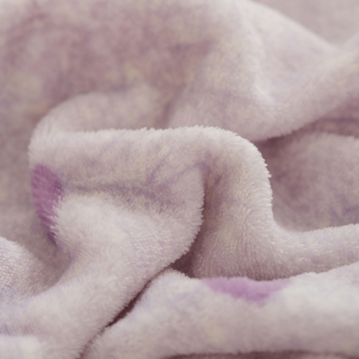 91家纺网 家纺一手货源 找家纺 2025新款200g加厚超柔牛奶绒印花保暖床笠 小爱心紫