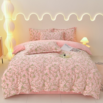 91家纺网 家纺一手货源 找家纺 总-梦之星 2025新款8斤重牛奶绒6D雕花绒四件套法莱水晶金貂