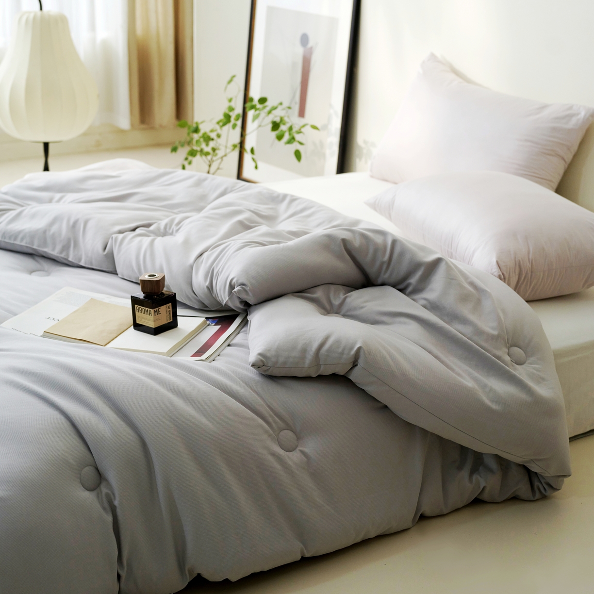 91家纺网 家纺一手货源 找家纺 欧夏家纺 2024新款日式素棉提花大豆被明太西川 灰色