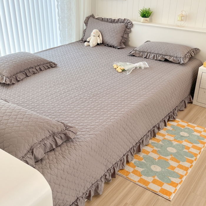 91家纺网 家纺一手货源 找家纺 暖居 2024支持定制纯棉榻榻米四件套全棉农村单件大炕盖纯色床单三件套系列 夜空灰  