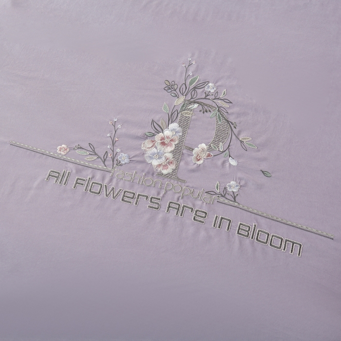 91家纺网 家纺一手货源 找家纺 OL家纺 2024新款磨毛暖绒床盖夹棉四件套刺绣轻奢风 香芋紫