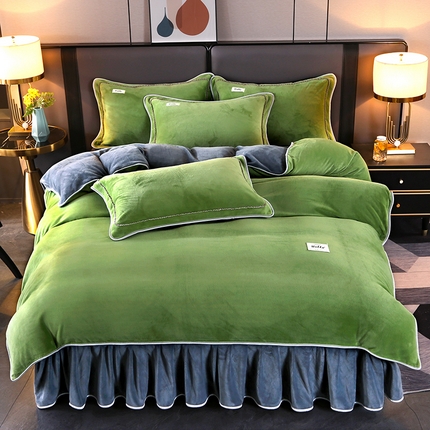 91家纺网 家纺一手货源 找家纺 （总）董成龙2025新款床裙款230克A类全消光婴儿级纯色牛奶绒四件套