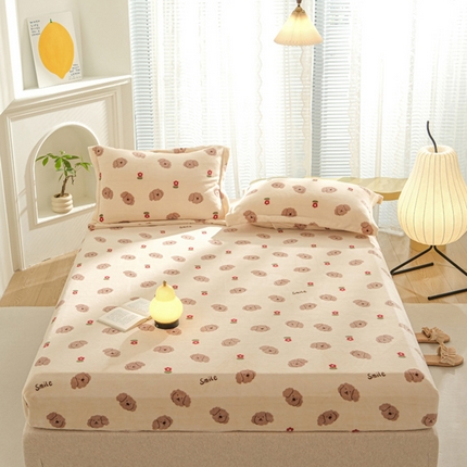 91家纺网 家纺一手货源 找家纺 （总）2025新款200g加厚超柔牛奶绒印花保暖床笠