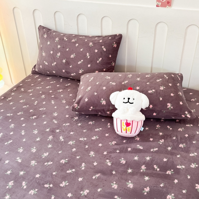 91家纺网 家纺一手货源 找家纺  星座家纺 2025新款小清新牛奶绒单床笠 小碎花