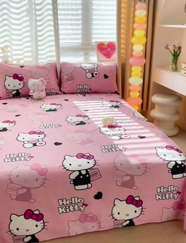 91家纺网 家纺一手货源 找家纺 名兮家居 2024新款正版授权经典奥特曼-三丽鸥全棉床单【含防伪标】 爱心kt