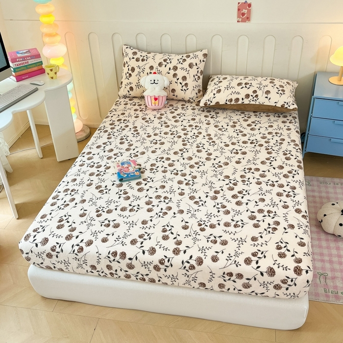 91家纺网 家纺一手货源 找家纺  星座家纺 2025新款小清新牛奶绒单床笠 玫瑰的故事