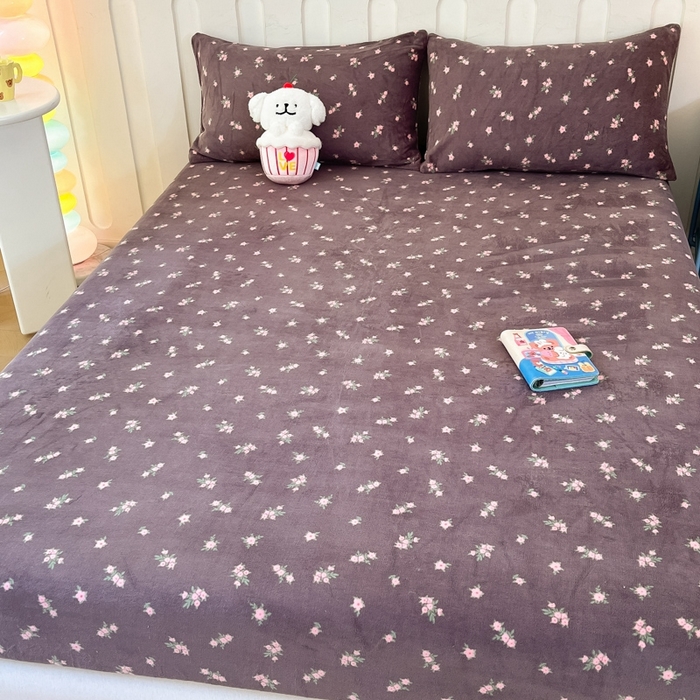 91家纺网 家纺一手货源 找家纺  星座家纺 2025新款小清新牛奶绒单床笠 小碎花