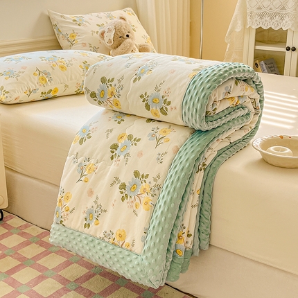 91家纺网 家纺一手货源 找家纺 梦依依 2025新款全棉豆豆绒大豆被 冷露金桂