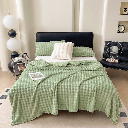 91家纺网 家纺一手货源 找家纺 （总）大元 2025新款仿兔毛泡泡毛毯牛奶绒毛毯午睡毯