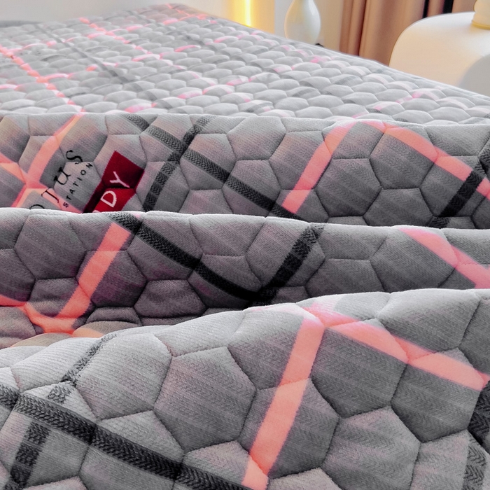 91家纺网 家纺一手货源 找家纺 情煊家纺 2024新款A类牛奶绒印花夹棉床垫 乐拼字母