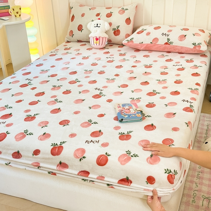 91家纺网 家纺一手货源 找家纺  星座家纺 2025新款小清新牛奶绒单床笠 水果派