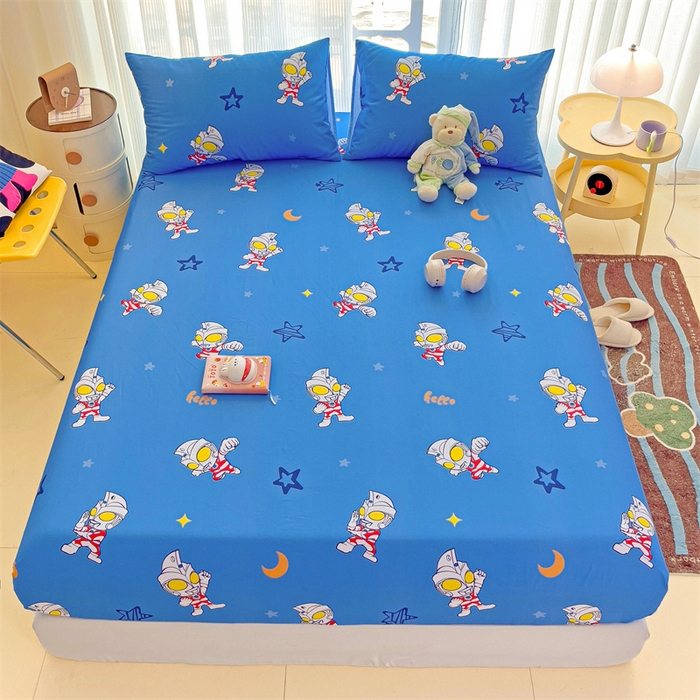 91家纺网 家纺一手货源 找家纺 名兮家居 2024新款正版授权经典奥特曼-三丽鸥全棉印花床笠【含防伪标】 艾斯奥特曼