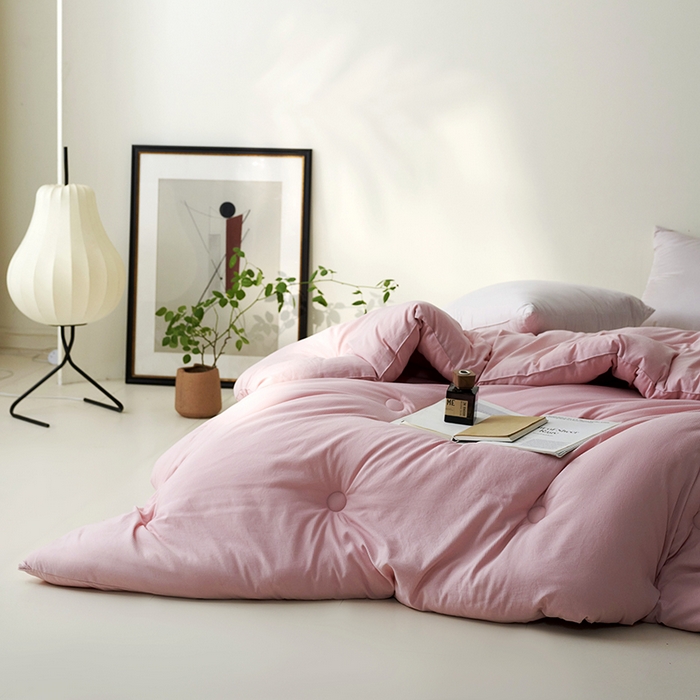 91家纺网 家纺一手货源 找家纺 欧夏家纺 2024新款日式素棉提花大豆被明太西川 豆沙色