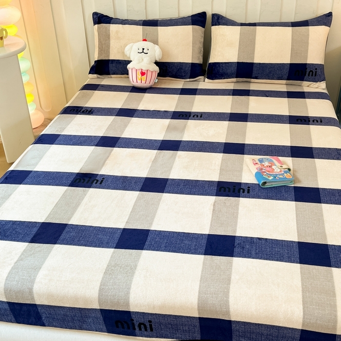 91家纺网 家纺一手货源 找家纺  星座家纺 2025新款小清新牛奶绒单床笠 英伦风