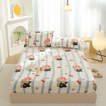 91家纺网 家纺一手货源 找家纺 （总）2025新款200g加厚超柔牛奶绒印花保暖床笠