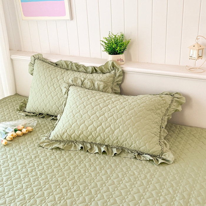 91家纺网 家纺一手货源 找家纺 暖居 2024支持定制纯棉榻榻米四件套全棉农村单件大炕盖纯色床单三件套系列 芥末绿