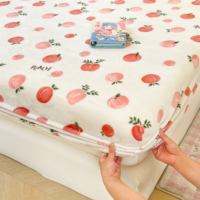 91家纺网 家纺一手货源 找家纺  星座家纺 2025新款小清新牛奶绒单床笠 水果派