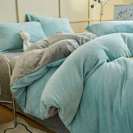 91家纺网 家纺一手货源 找家纺 （总）兰紫橙家纺 2025新款加厚保暖纯色双拼牛奶绒四件套