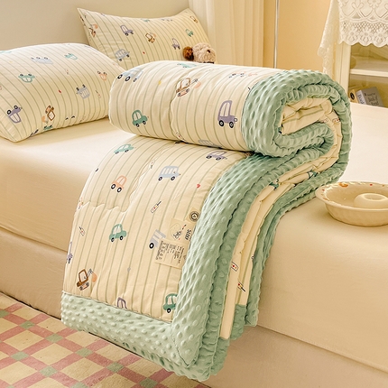 91家纺网 家纺一手货源 找家纺 梦依依 2025新款全棉豆豆绒大豆被 玩具汽车