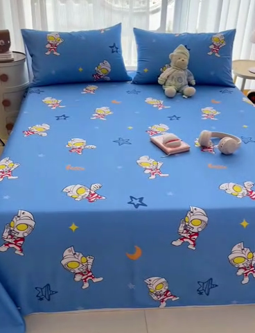 91家纺网 家纺一手货源 找家纺 名兮家居 2024新款正版授权经典奥特曼-三丽鸥全棉床单【含防伪标】 艾斯奥特曼