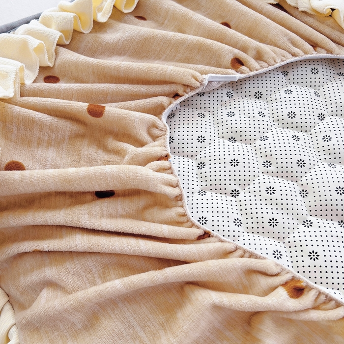 91家纺网 家纺一手货源 找家纺 情煊家纺 2024新款保暖牛奶绒夹棉床笠-花边款 含情-花边款