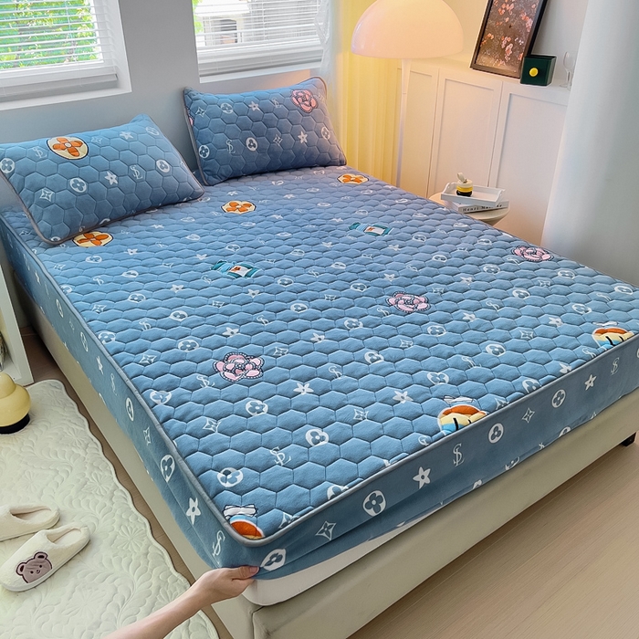 91家纺网 家纺一手货源 找家纺 （总）情煊家纺 2024新款保暖牛奶绒夹棉床笠-床笠款牛奶绒床笠三件套