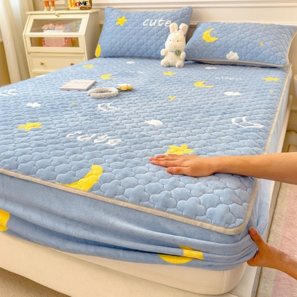 丝羽坊 2024新款A类加厚牛奶绒夹棉床笠 星空物语